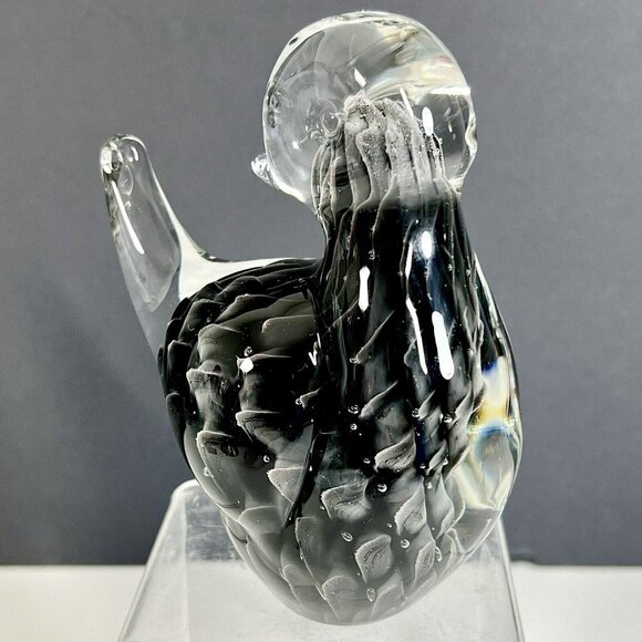 FM‎ Ronneby Konstglas Art Glass Bird Paperweight Fumato Glass Sweden - Picture 3 of 12